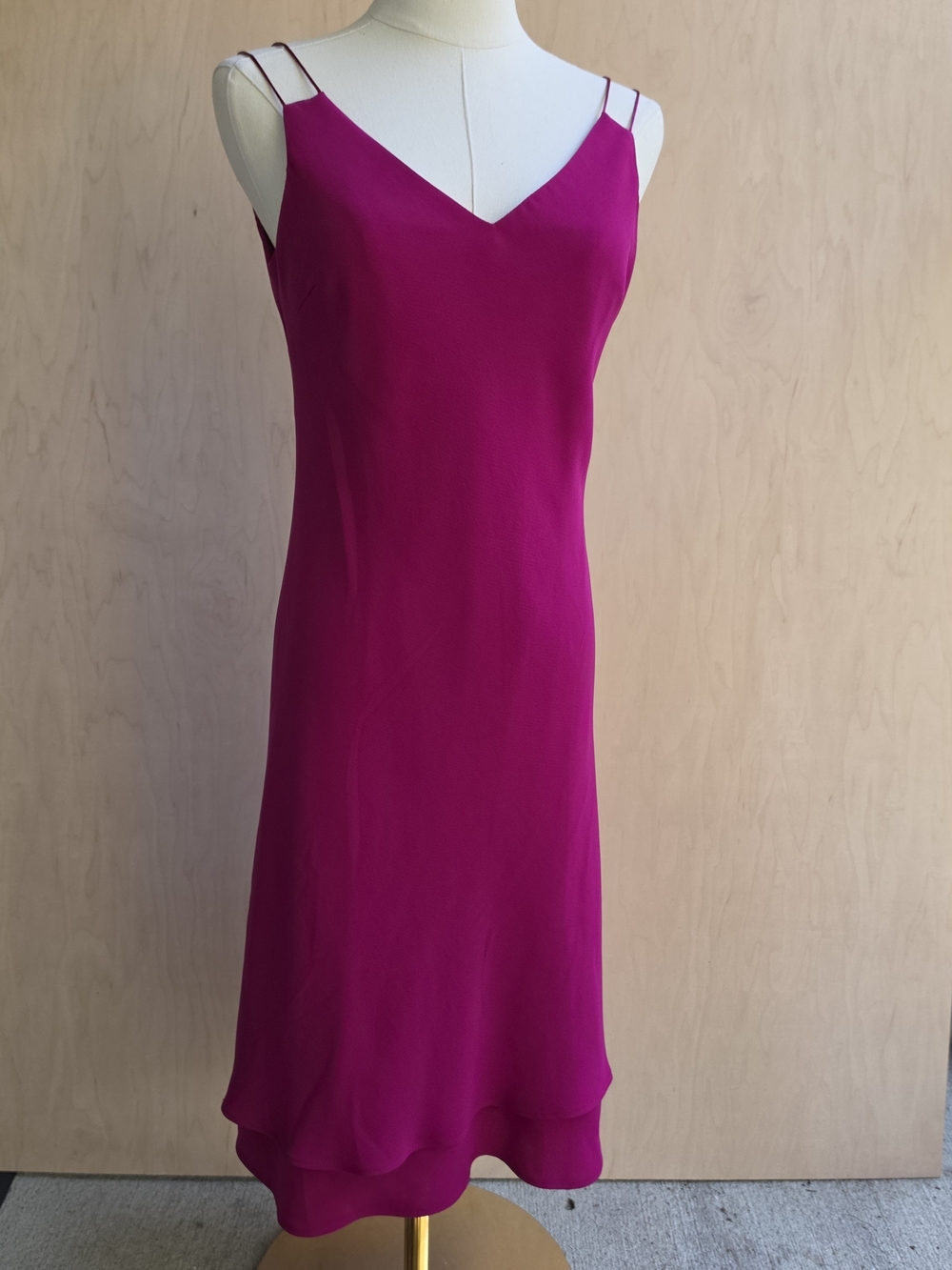 Evan Picone Double-Strap V-Neck Chemise in Magenta